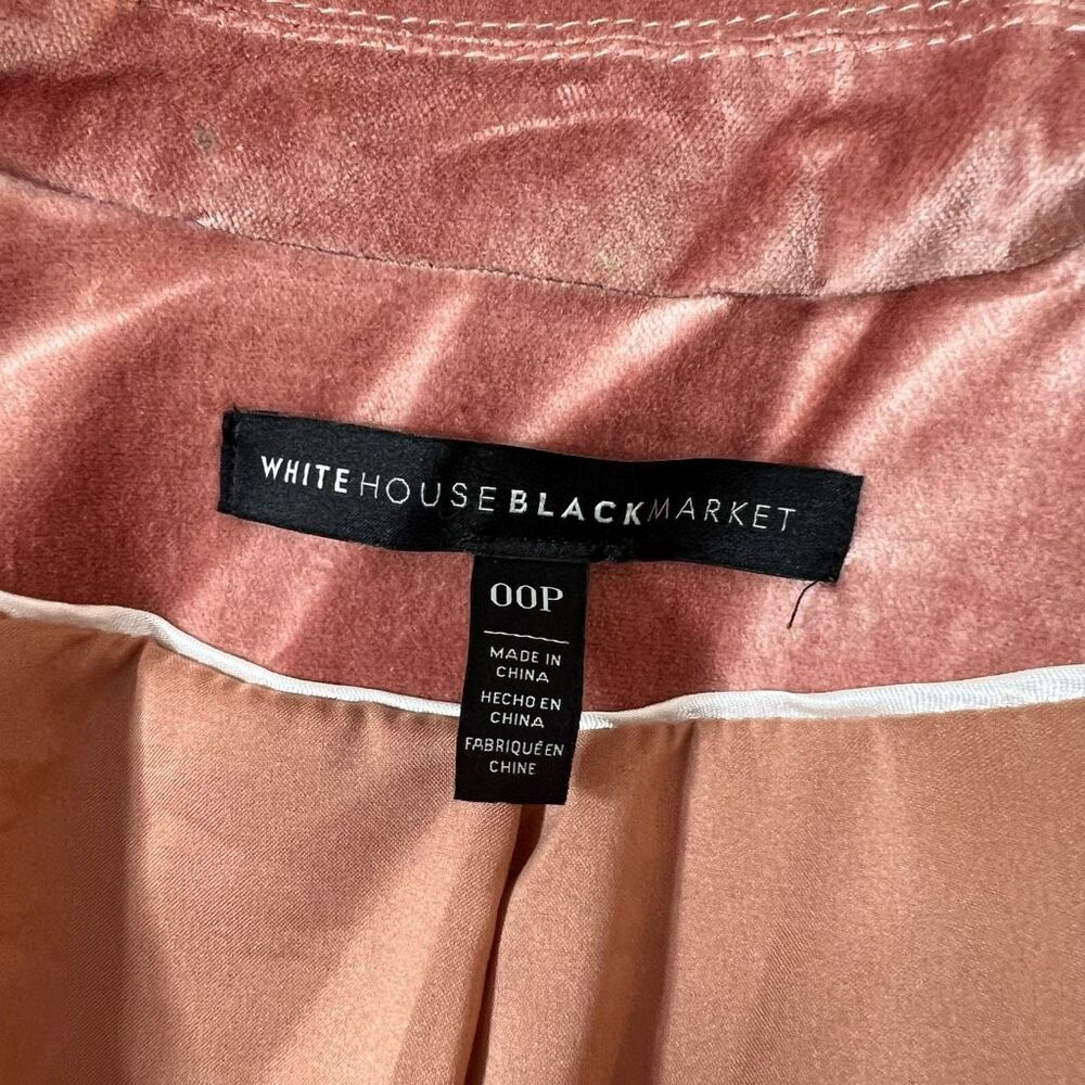 White House Black Market Pink Nocth Lapel One Button Velvet Blazer Size 00P - Picture 7 of 10